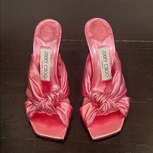 NWOT Jimmy Choo Metallic Pink Mules Size 34.5
